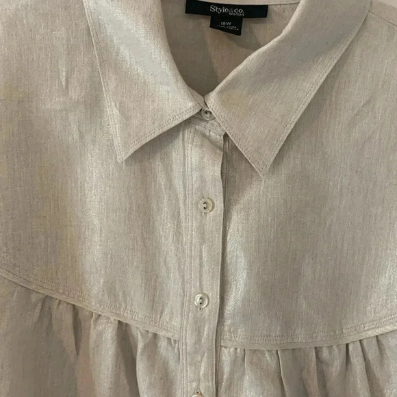 Style & co. Tan/ neutral linen blouse size 18 - Picture 3 of 9